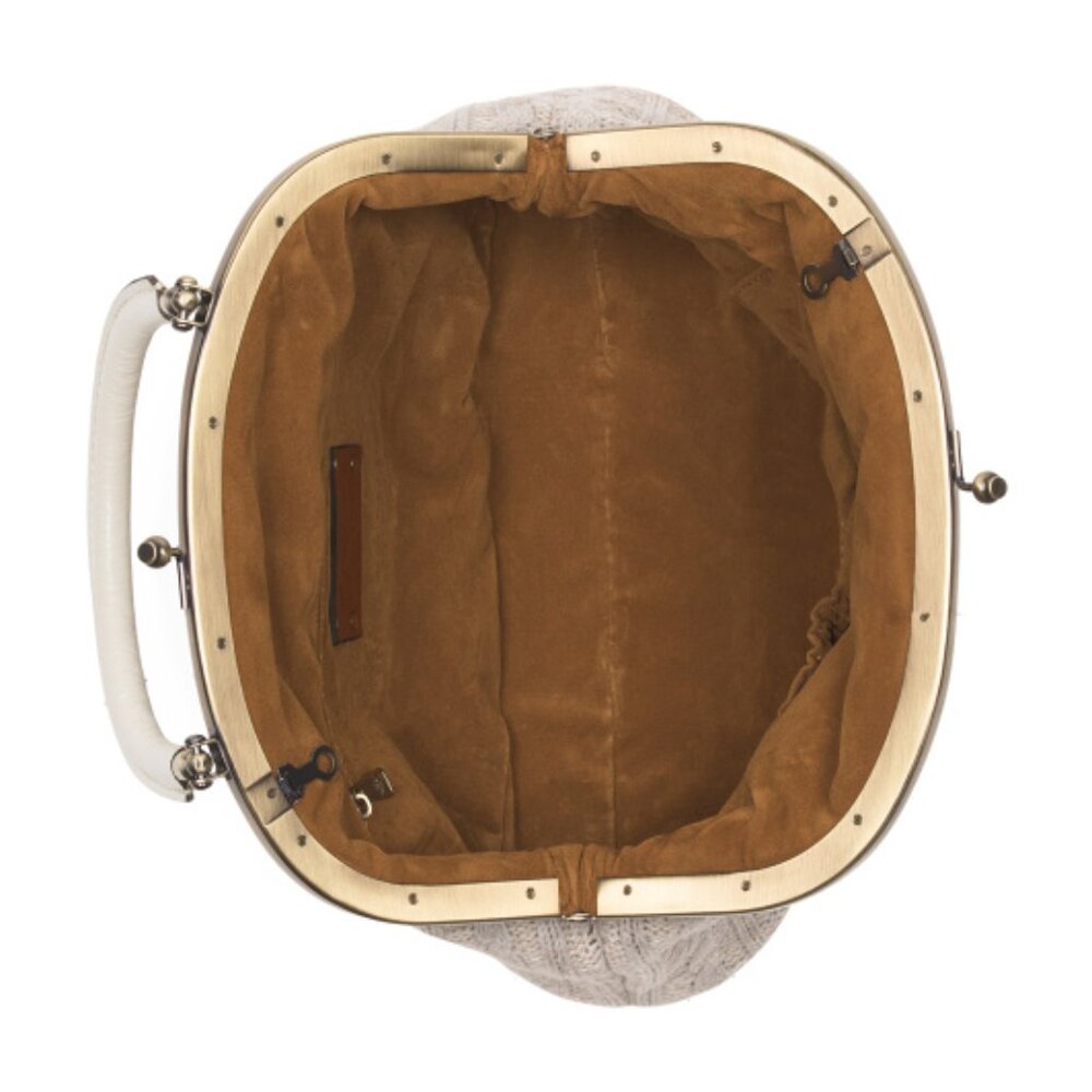 PATRICIA NASH Willow Knit Fabric Frame Satchel With Leather Trim Framed Satchel - Picture 3 of 5